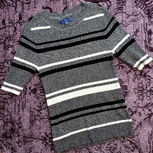 🔴 4/$20 Apt. 9 knit sweater top 1/3 sleeve striped scoop neck M